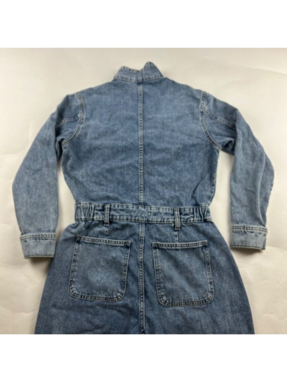 Universal Thread Denim Long Sleeve Button Front Straight Leg Jumpsuit 6R - Picture 8 of 9